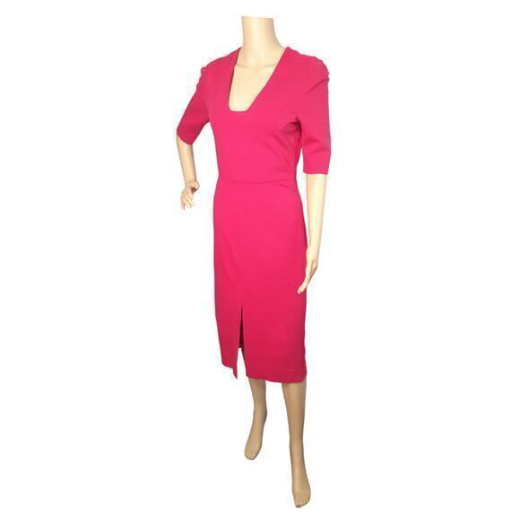 Diane Von Furstenberg Midi Dress Size 6 DVF‎ Flattering Stretch Sheath Pink - Picture 4 of 9